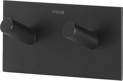 Tiger Square - Handdoekhaak dubbel - Zonder boren - Handdoekhaakjes - 3M tape - Mat zwart