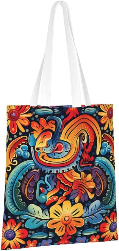 Grote Canvas Schoudertas met Bloemenprint voor Dames - Herbruikbare Shoppertas