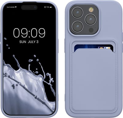 kwmobile telefoonhoesje geschikt voor iPhone 15 Pro - Hoesje met pasjeshouder - TPU case in lavendel