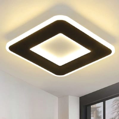 NETTLIFE LED Plafondlamp - zwart - vierkant - 23W keukenlamp - 3000K warm wit - modern slaapkamerlamp 24cm - voor woonkamer | hal