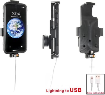 Brodit houder geschikt voor Apple iPhone X / XS Passieve houder. Originele Apple lightning naar USB kabel (met skin)