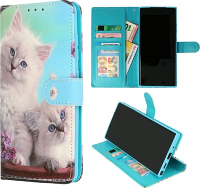 HB Hoesje Geschikt voor Samsung Galaxy S20 FE - Portemonnee Book Case met Print - Hoes met Pasjeshouder, Magneetlipje en Standaardfunctie - Katten