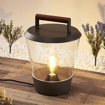 Lucande - Terraslampen - 1licht - aluminium, polycarbonaat - H: 39.3 cm - E27 - antraciet, transparant