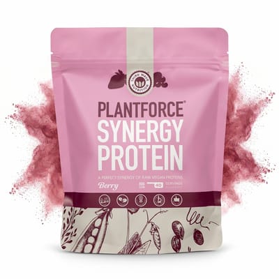 Plantforce Synergy Vegan Eiwitpoeder Berry - Plantaardige Proteïne Shake - 800 g - Compleet Aminozurenprofiel - Erwt, Rijst & Pompoenpit