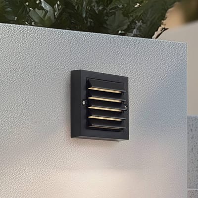Lindby LED buiten wandlamp Muro, zwart, PC, set van 2