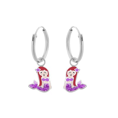 WeLoveSilver - Kinderoorbellen zilver - zeemeermin hanger - 21 mm