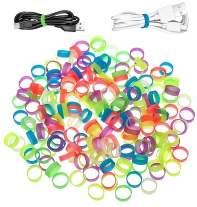 200 stuks kleurrijke siliconen bandjes, antislip elastiekjes voor organisatie