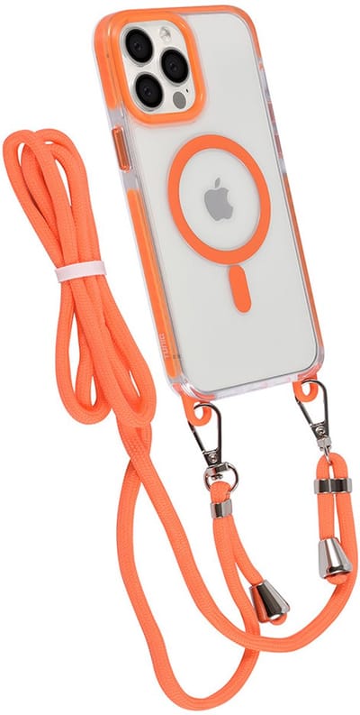 TUNIQ telefoonhoesje voor Apple iPhone 13 Pro Max - MagSafe backcover met koord - Oranje
