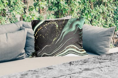 Buitenkussens - Marmerlook - Goud - Groen - Glitter - Design - Marmer - 60x40 cm - Weerbestendig