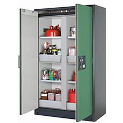 Veiligheidskast type 90 asecos Q-CLASSIC-90, scharnierende deuren, reseda groen front, B 1193 x D 615 x H 1953 mm