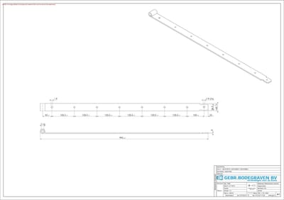 GB Bladscharnier duimgeheng     1000mm 45x6  42419