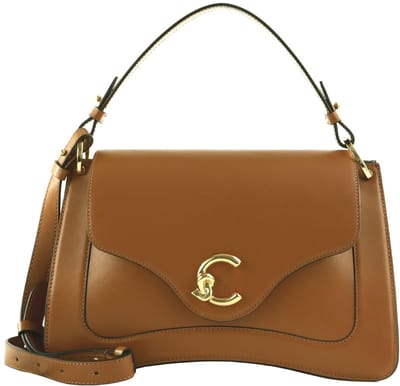 COCCINELLE Leren schoudertas handtas C-Me Calf Handbag Cuir Lichtbruin