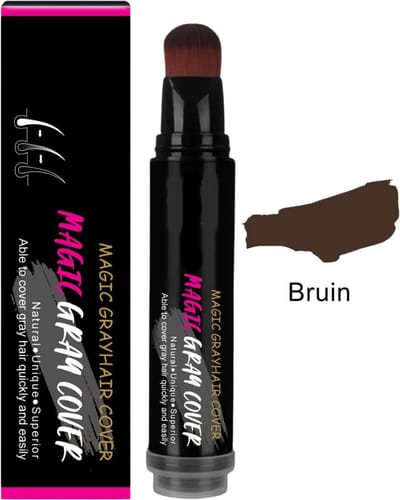 Magic Grey Cover (BRUIN) - grijze haren uitgroei bedekken - haarverf - uitgroei touch up bijwerken - uitgroei spray - tijdelijke haarverf - Haarstift - Hair color stick- grijze haren dekking- voor uitgroei grijze haren verven- bruin