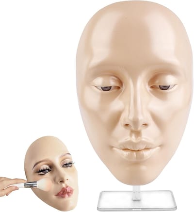 Herbruikbare Siliconen Oefenhoofd voor Make-up en Wimperextensions - Mannequin Hoofd voor Gezichtsschildering en Schoonheidsoefeningen