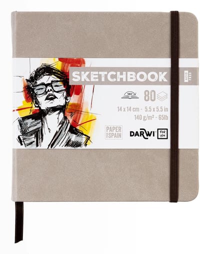 Darwi DFY - Schetsboek - 14 x 14 cm - 140 g - Taupe - 80 vellen