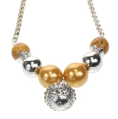 Behave - Ketting met grove parels en hanger met steentjes - 41,5 cm