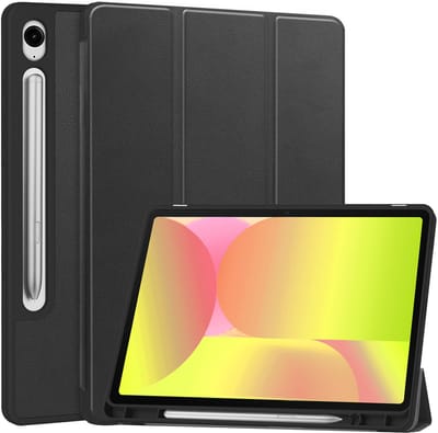 Hoes - Geschikt voor Samsung Galaxy Tab S10 FE Plus - Dun & Stevig - Trifold Bookcase - Hard Cover Case - Met Uitsparing Geschikt voor S Pen - Hardcover Book - Tablet Hoesje - Zwart