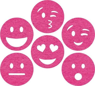 Smileys vilt onderzetters - Fuchsia - 6 stuks - ø 9,5 cm - Tafeldecoratie - Glas onderzetter - Cadeau - Woondecoratie - Tafelbescherming - Onderzetters voor glazen - Keukenbenodigdheden - Woonaccessoires - Tafelaccessoires