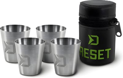 Reisset 4 x RVS Shotglaasjes In Etui 30 ml Shotglazen Setje Reset Onbreekbare Shot Glazen Glaasjes