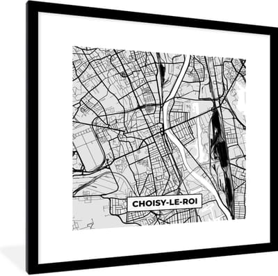 Fotolijst incl. Poster - Plattegrond - Kaart - Stadskaart - Frankrijk - Choisy-le-Roi - 40x40 cm - Posterlijst