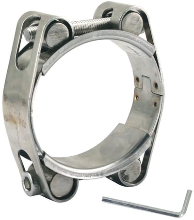 Dailygoods - 150-160 mm Heavy Duty T-bout slangklem 304 roestvrij staal dubbele kop dubbellaagse slangpijp klem buisklemmen bandbreedte 24 mm (1 stuks met sleutel)