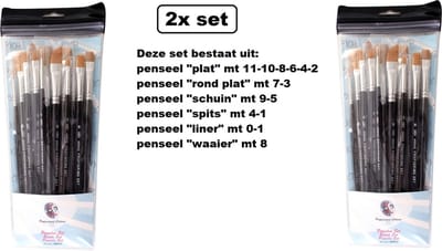 2x PXP Professional Colours penselen set ass. profigrime - Penselen set - schmink penseel festival thema feet party