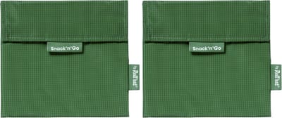 Snack'n'Go Active Groen - Herbruikbaar Boterhamzakje en Snackverpakking - Sluiting met klittenband - BPA-vrij - Waterdichte binnenlaag - Wasbaar tot 60°C - 2 stuks