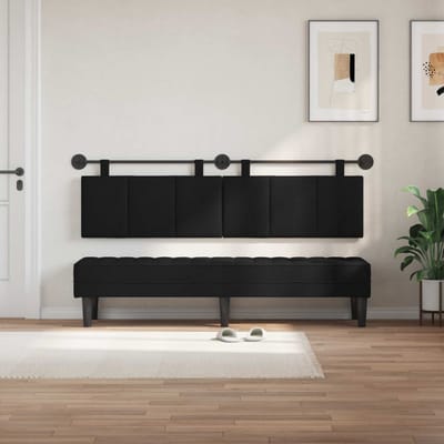 vidaXL - Hangend - hoofdbord - Zwart - Stof