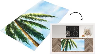 Keukenloper - Loper keuken - Palmboom - Lucht - Waterverf - 120x60 cm - Keukenloper vinyl