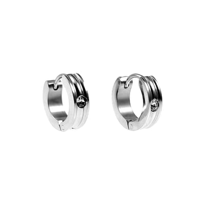 ∅13mm Oorringen Dames - Heren - Gepolijst RVS - Oorbellen met Zirkonia-Steen
