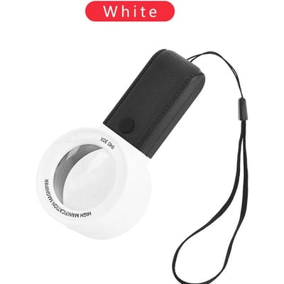 30X vergrootglas met LED UV-licht Professionele dubbele laag optische glazen lens Handheld vergrootglas Sieradenloep voor senioren wit