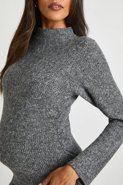 boohoo Dames Zwangerschapsloungewearset met textuur en lange mouwen | Houtskool | Maat: 40