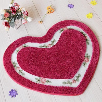 Hartvormige antislip badmat geborduurd toiletmatset waterabsorberende deurmat voor badkamer toilet slaapkamer 2 maten vloermat about 50x65cm rood