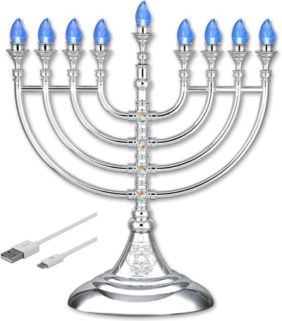 Elektrische LED Chanoeka Menorah met USB en Batterijvoeding