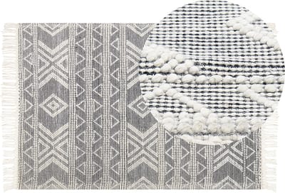 PAZAR - Modern vloerkleed - Zwart/Wit - 160 x 230 cm - Wol