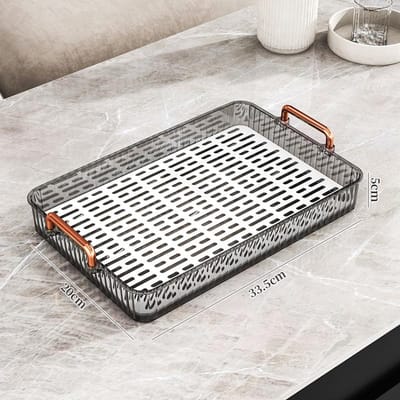 Home Fashion Exquise Afneembare Decoratieve Dienblad Handvat Stijl Theeblad Restaurant Draagbaar Serveerblad Voor Chaban Theetafel white