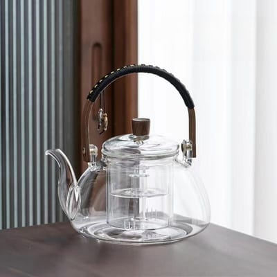 Pot en Verre à Poutre Levante Cuisson à la Vapeur et Cuisson Chauffage et Cuisson Intégrés Théière Bureau et Ménage Service à Thé Pot Électrique Théière black