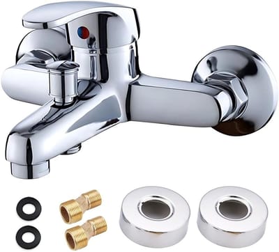 Badkraan - Douchekraan - Bad en Douche - Verstelbare Gatafstand - 13.5-17.5 cm - Zilver