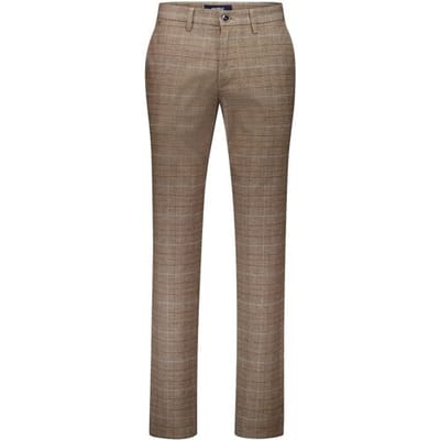 Gardeur Broek Bono Wool Look Cotton Blend Check Soft Touch Zand / male