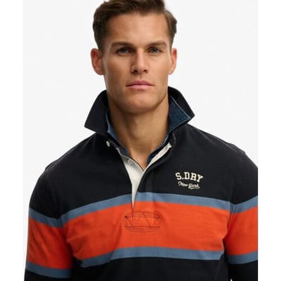 Superdry Vintage Athletic Stripe Rugby Top Blauw Grootte: S
