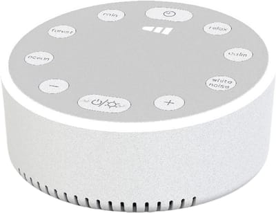 Witte Ruis Machine - Geluidsgenerator Slaap - Reizen Meditatie - Oplaadbare Batterij - 9 cm Diameter - Wit