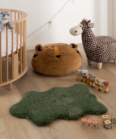 Kindervloerkleed schaap - Fluffy olijfgroen 55x80