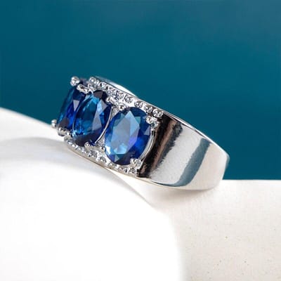 POMOiii Mode Gecontracteerde Stijl Damesringen Glanzend Blauw Zirkoon Delicate Accessoires Voor Feest Vrouwelijke Esthetische Sieraden 10