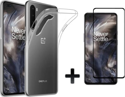 HB Hoesje Geschikt voor OnePlus Nord Transparant - Siliconen Back Cover & Fullscreen Screenprotector