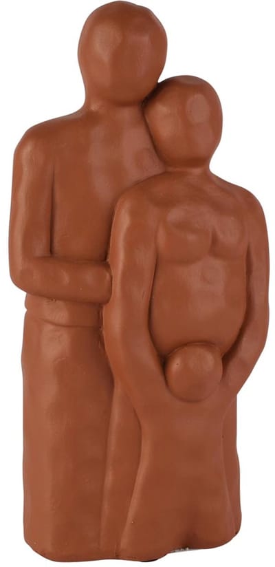 Dekoratief | Deco koppel, knuffelend, naturel, resina, 11x7x22cm | A260451