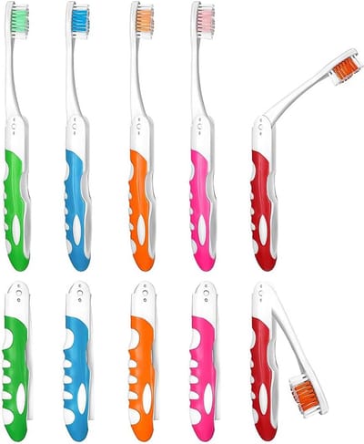 Opvouwbare Tandenborstels - Reis Tandenborstels - Hygiënisch Reizen - Zachte Hoge Kwaliteit Borstels - 10 Stuks - Mix van Kleuren