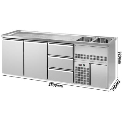 GGM Gastro Biertheke Premium PLUS - 2500x700mm - 2 Türen & 3 Schubladen