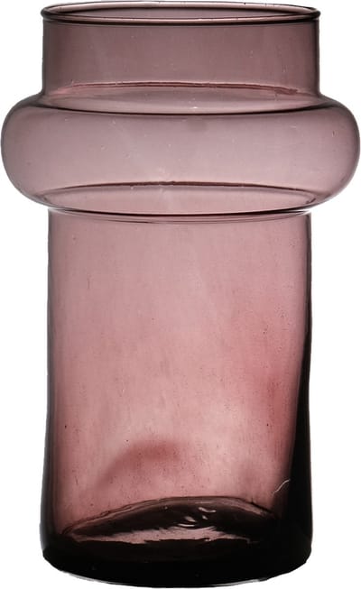 Hakbijl Glass Bloemenvaas Luna - transparant mauve - eco glas - 16 x 25 cm - cilinder vaas