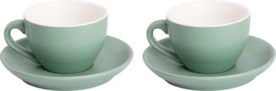 Palmer - Colors - Cappuccino kop en schotel - Mat - 2 stuks - 18 cl - Groen - Porselein - Koffiekopjes
