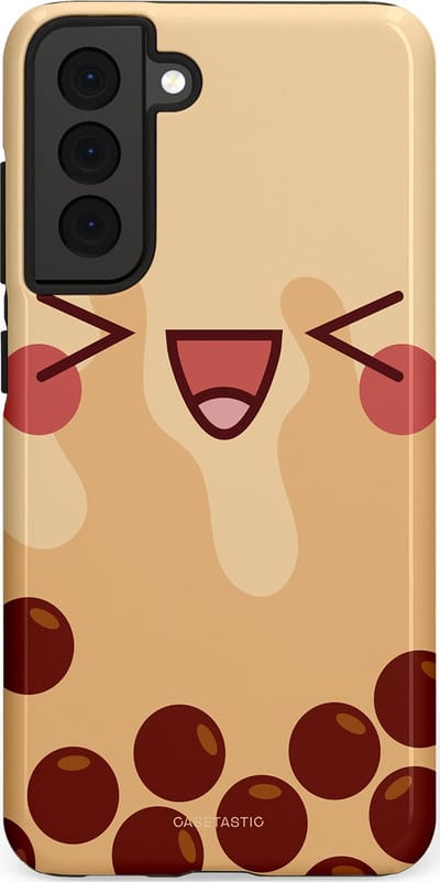 Casetastic Hoesje Geschikt voor Samsung S21 FE - Stijlvolle Beschermende Duo-layer Case - Smeltende caramel bolletjes